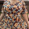 Brown Floral Middi Dress - Image 7