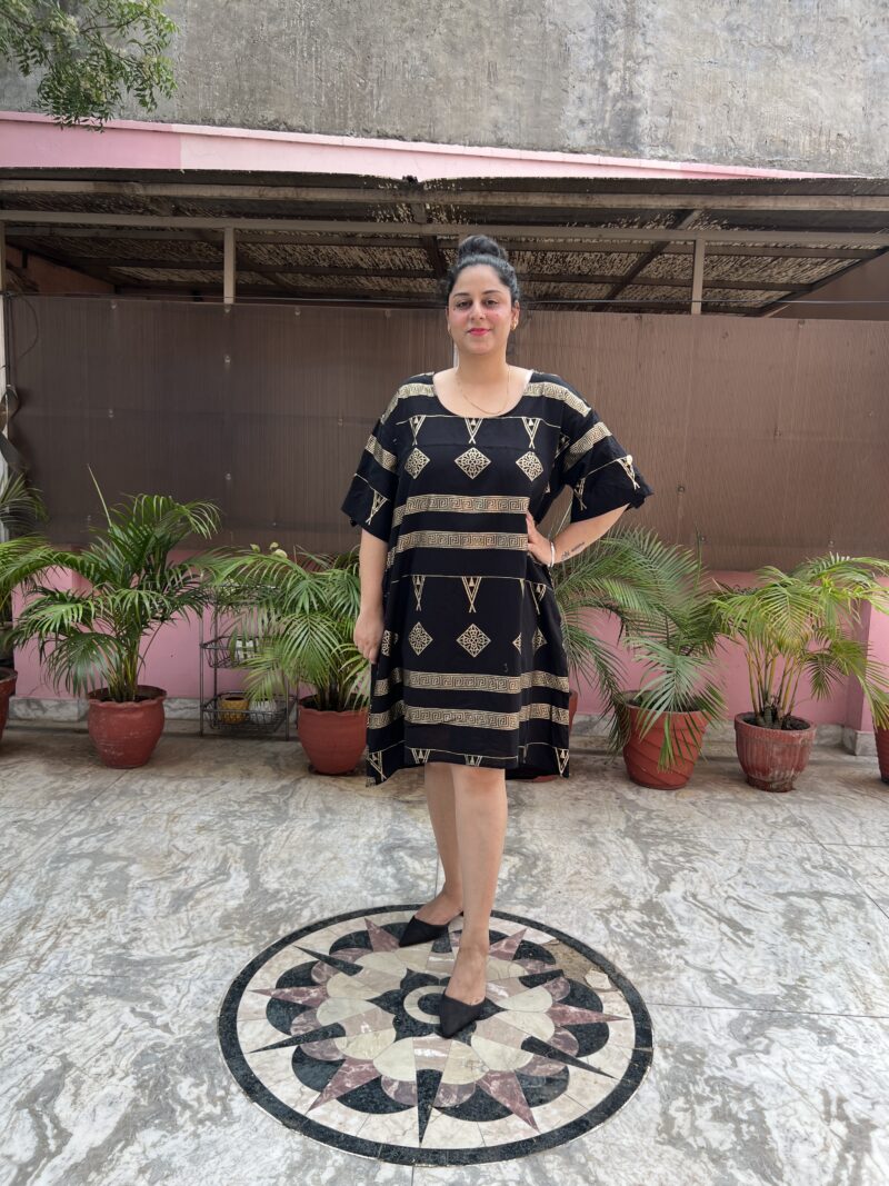 Golden Black Linen Dress - Image 2