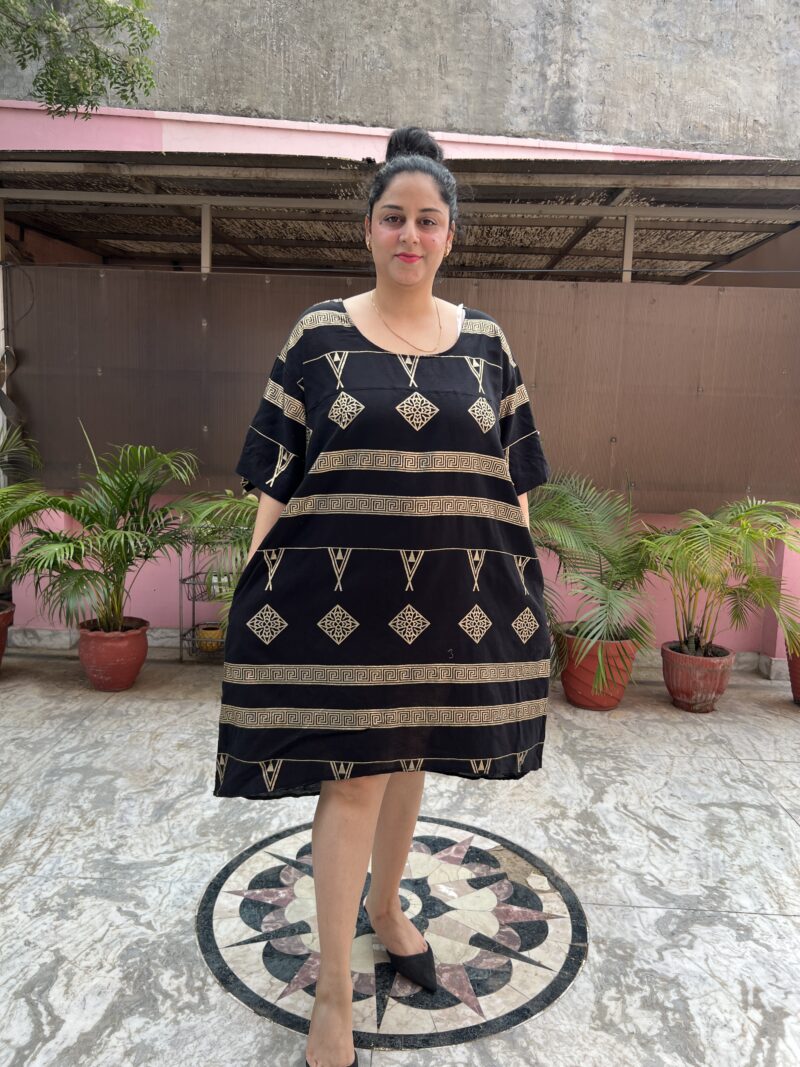 Golden Black Linen Dress - Image 4