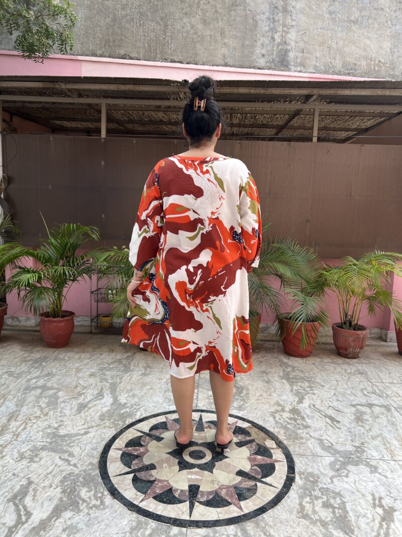 Beaded Neck Linen Dress - Image 5