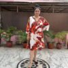 Beaded Neck Linen Dress - Image 3