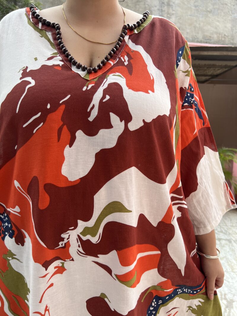 Beaded Neck Linen Dress - Image 2
