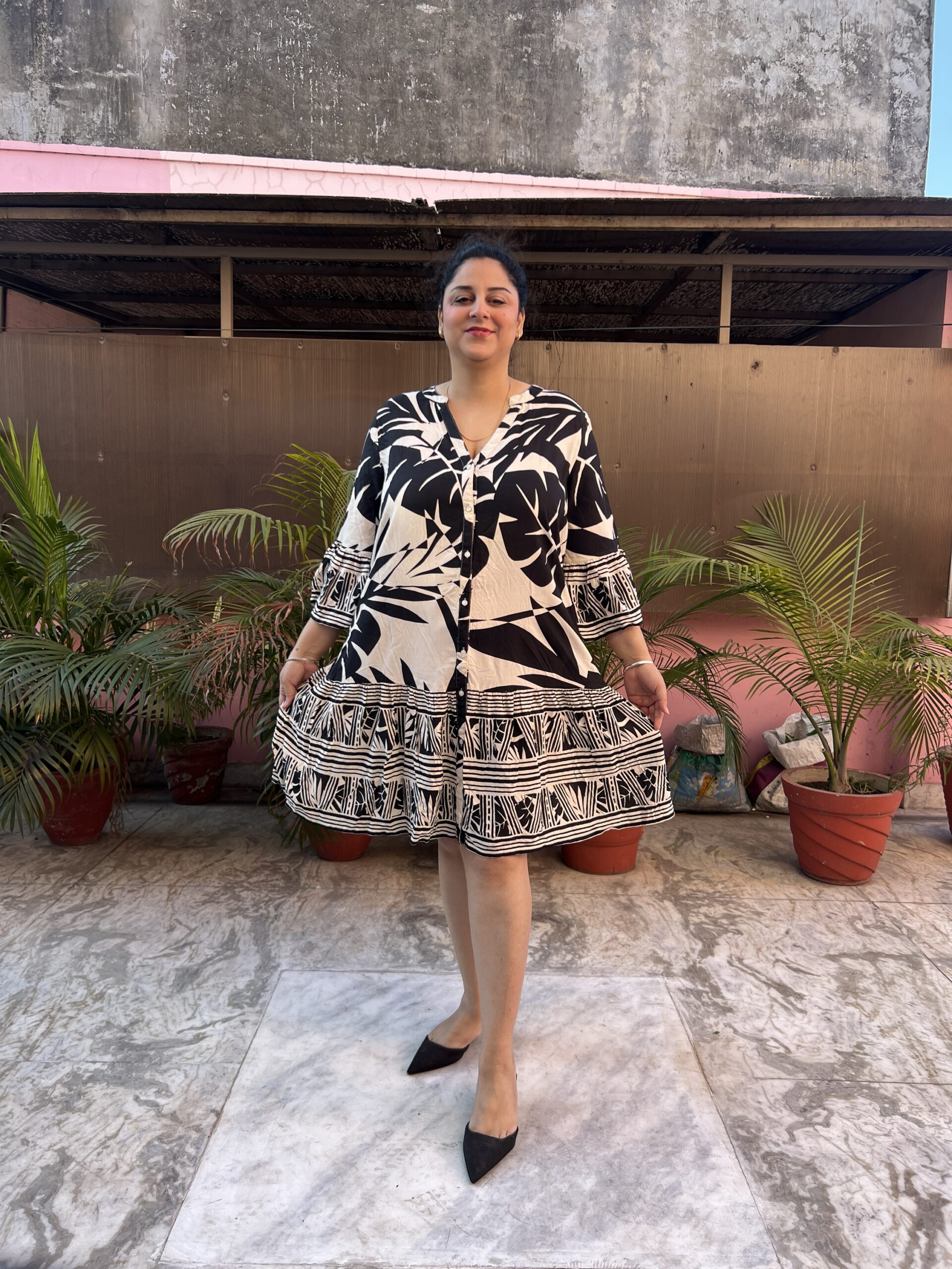 Buttoned rayon dress