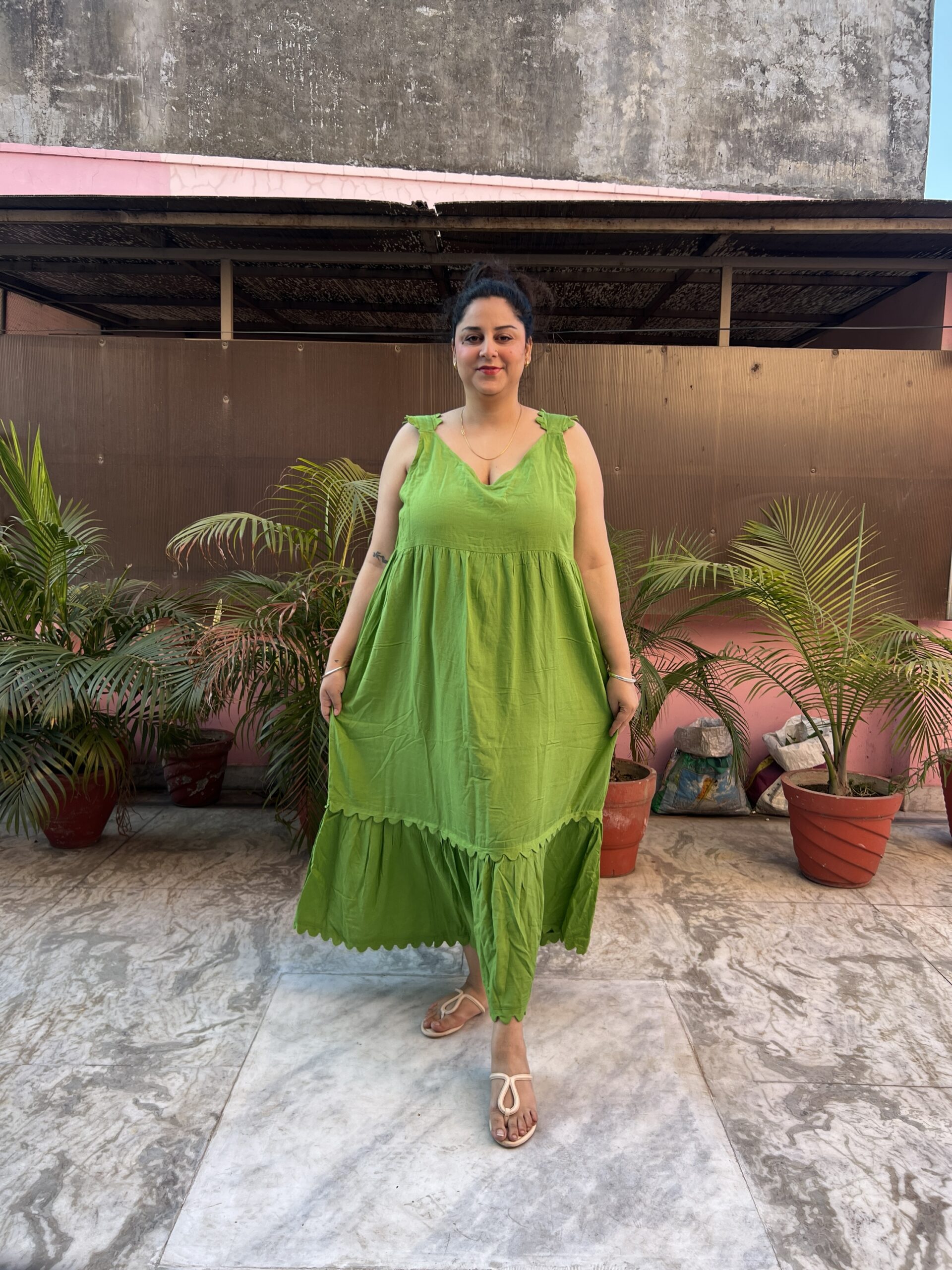 Green linen maxi dress - Image 4