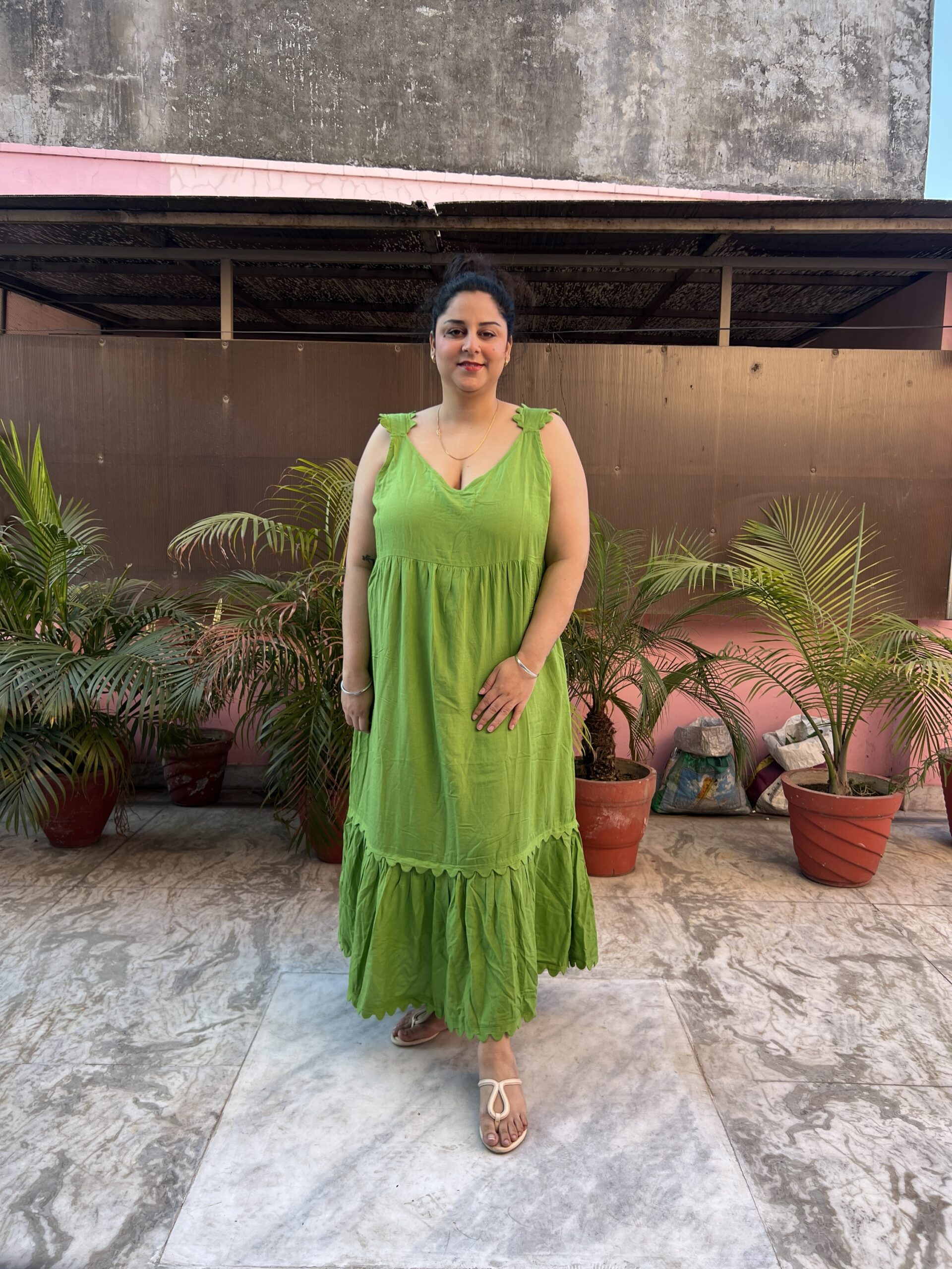 Green linen maxi dress - Image 3