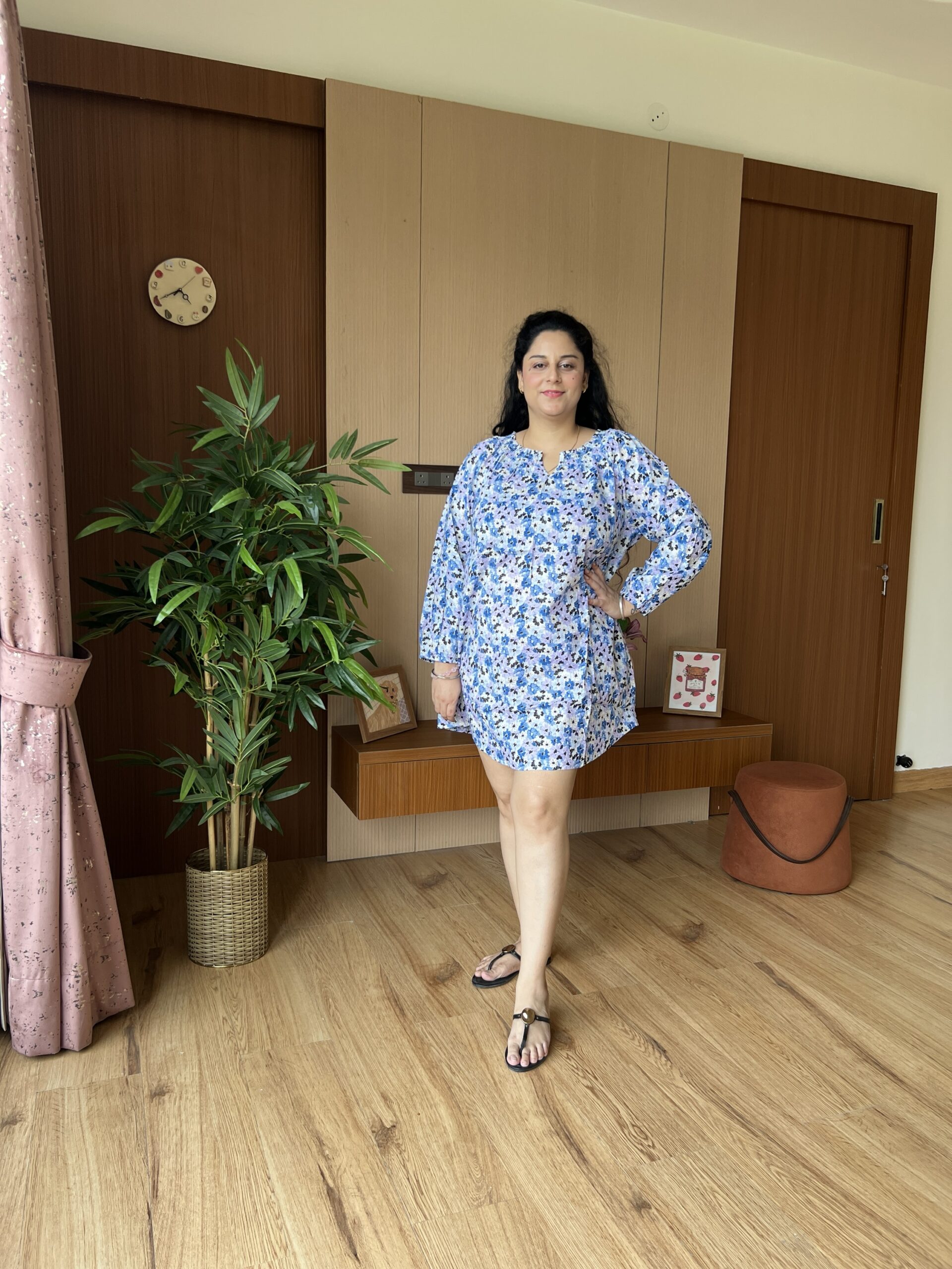 Cotton floral short dress