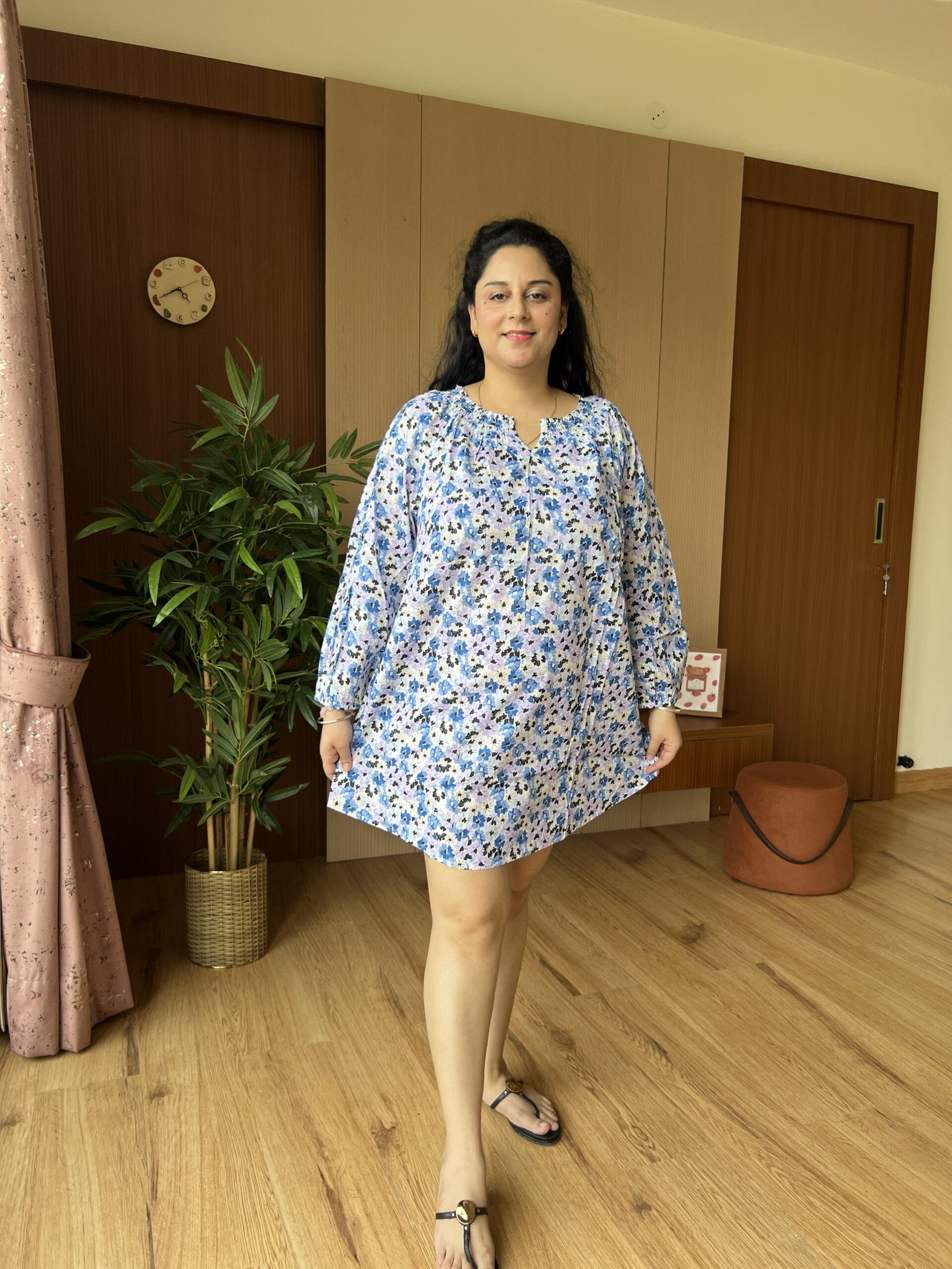 Cotton floral short dress - Image 5