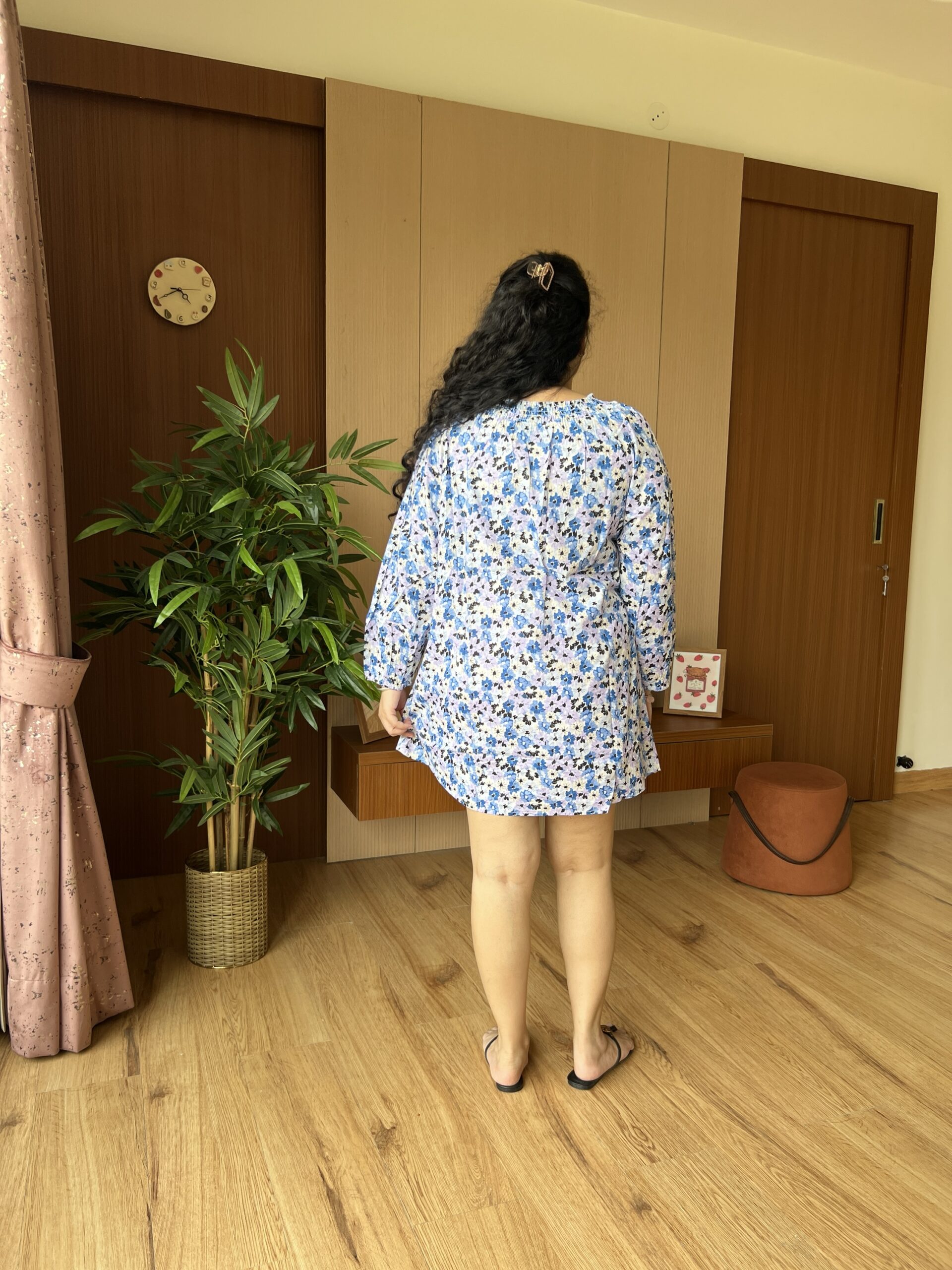 Cotton floral short dress - Image 4