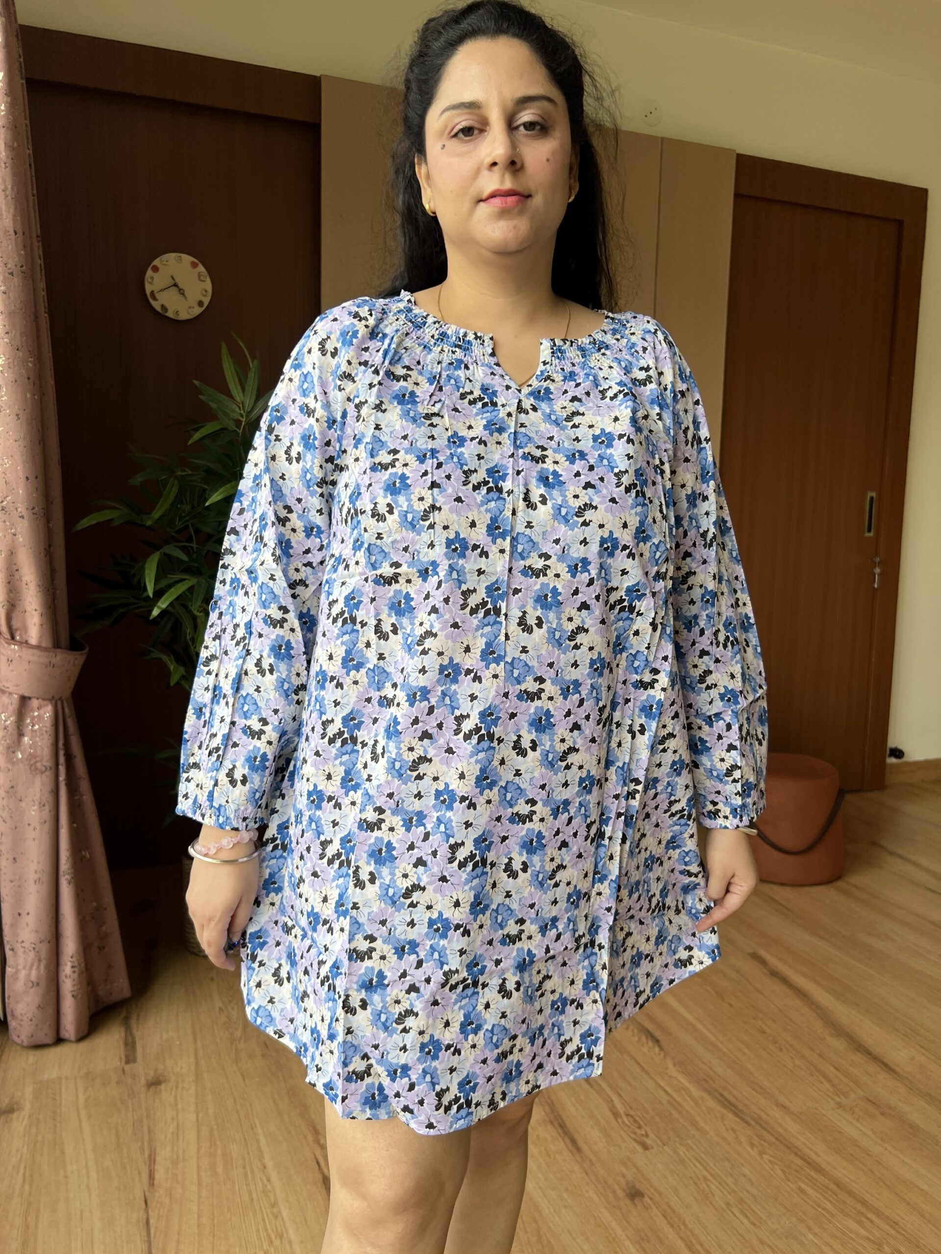 Cotton floral short dress - Image 2