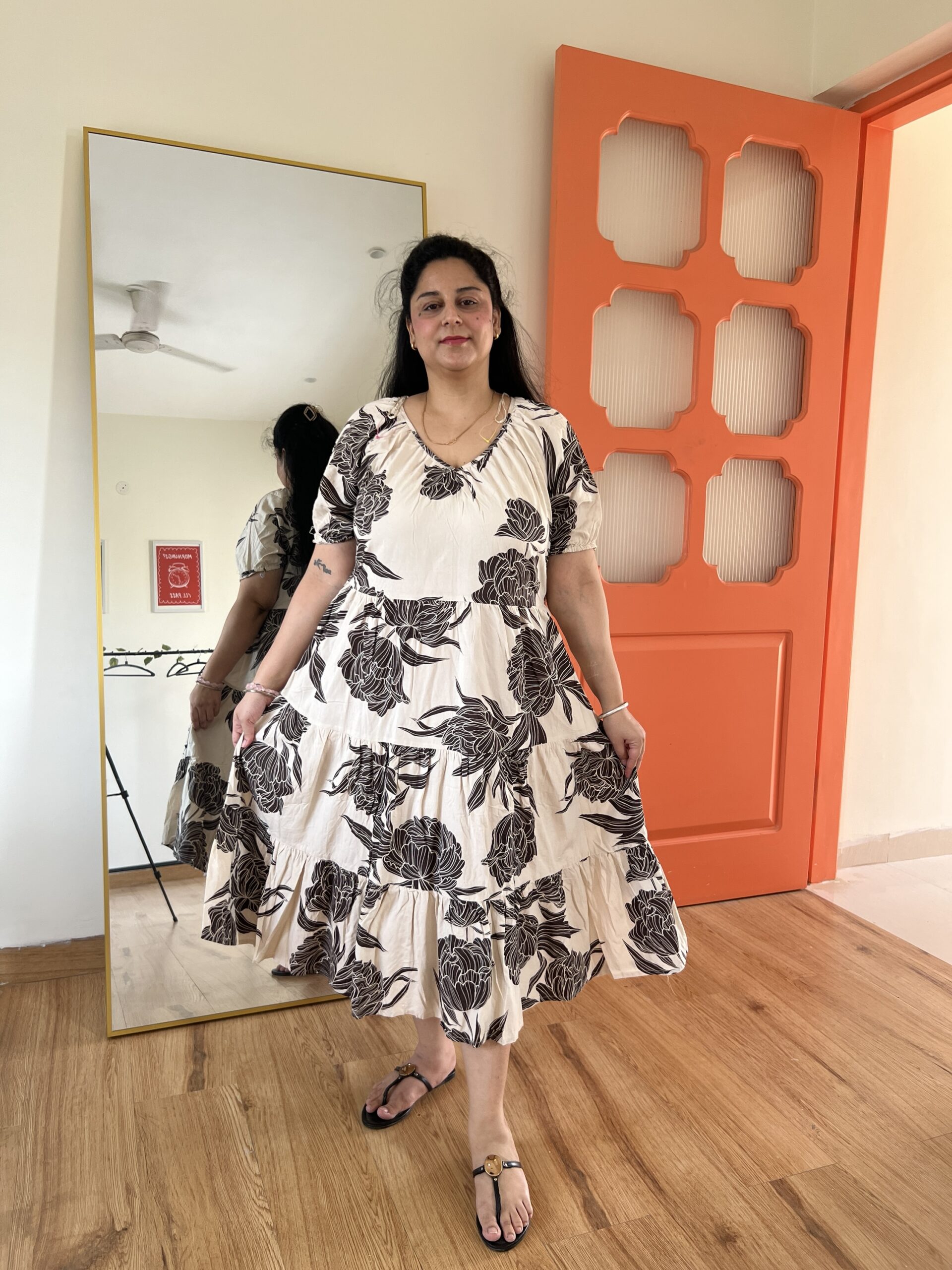 Linen cotton middi dress