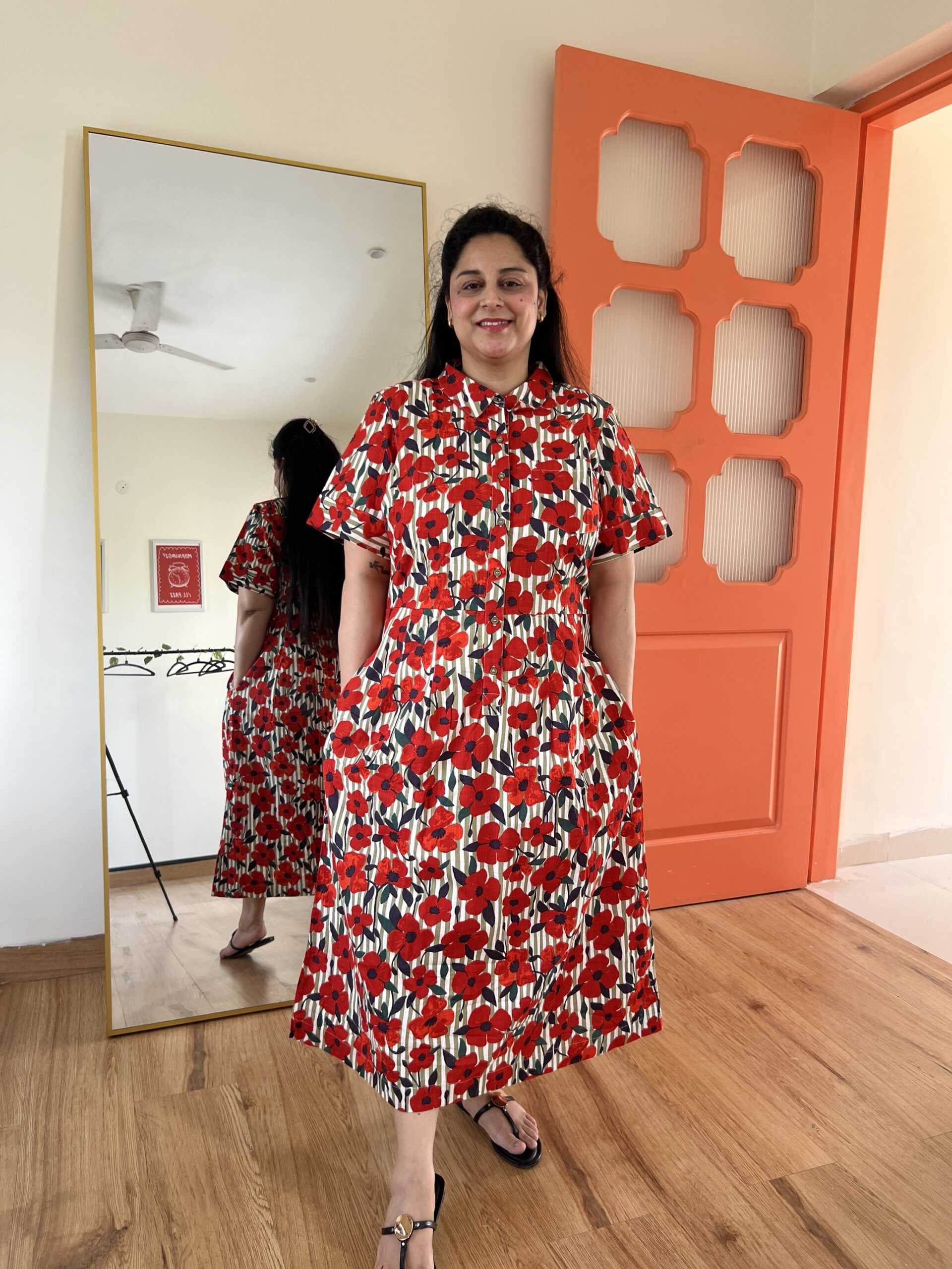 Linen cotton floral dress - Image 6