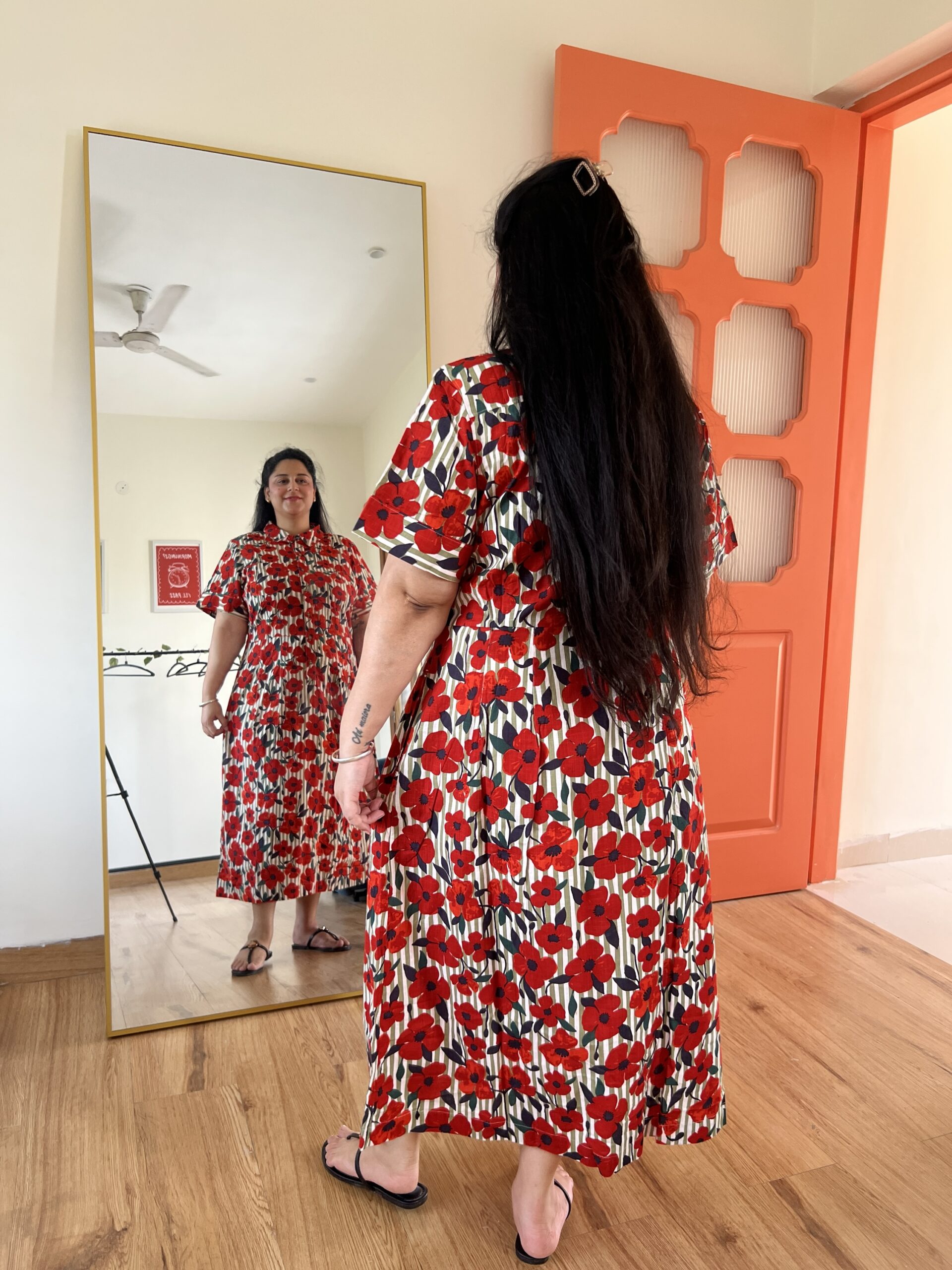 Linen cotton floral dress - Image 4