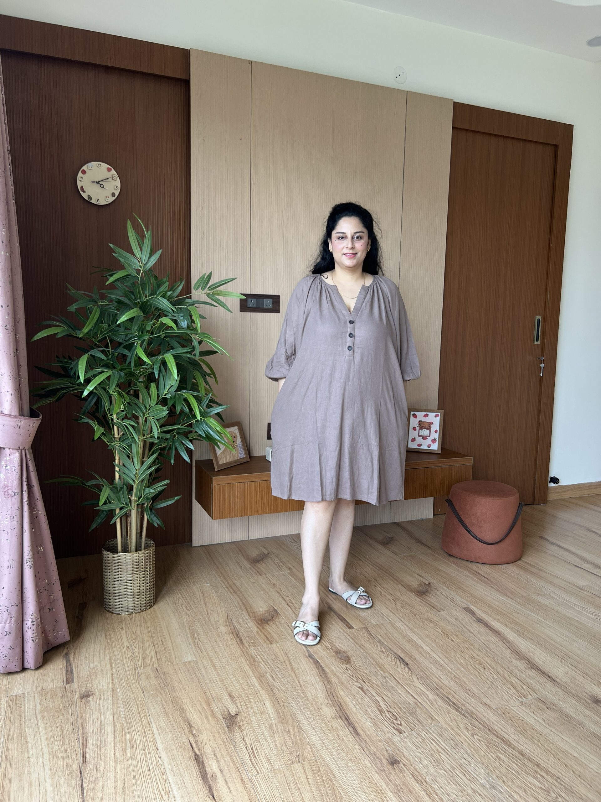 Brown LinenCotton Dress - Image 6