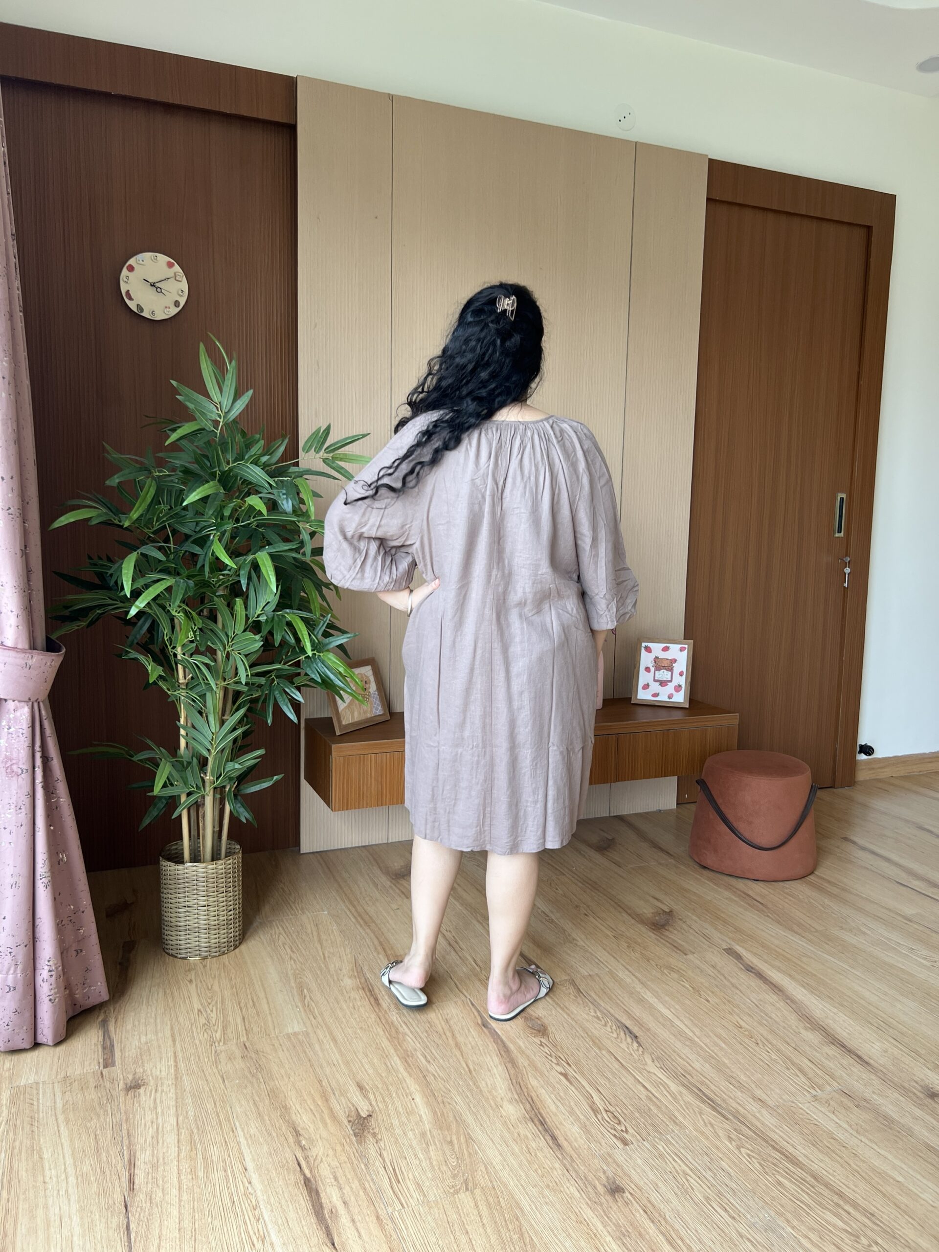 Brown LinenCotton Dress - Image 4