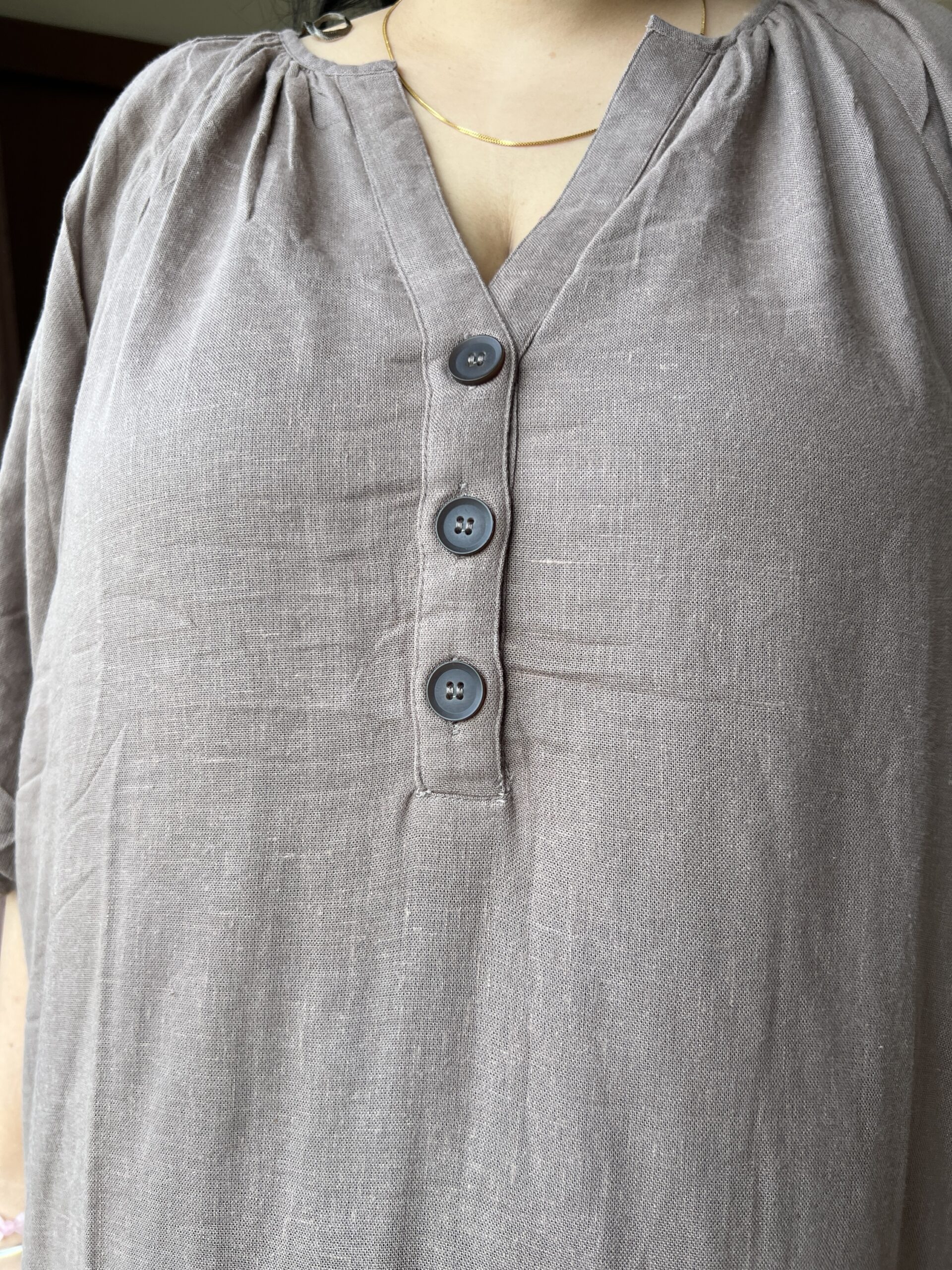 Brown LinenCotton Dress - Image 2