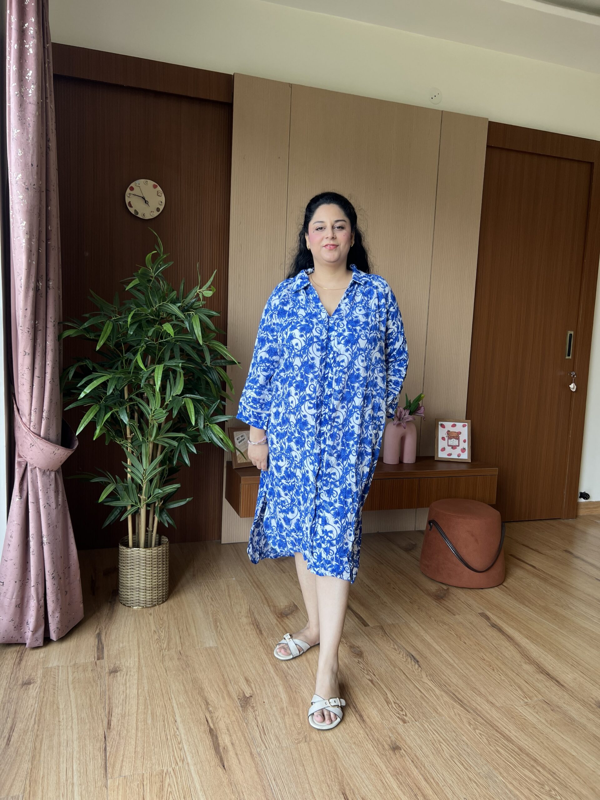 Floral BLue Slit Dress - Image 9