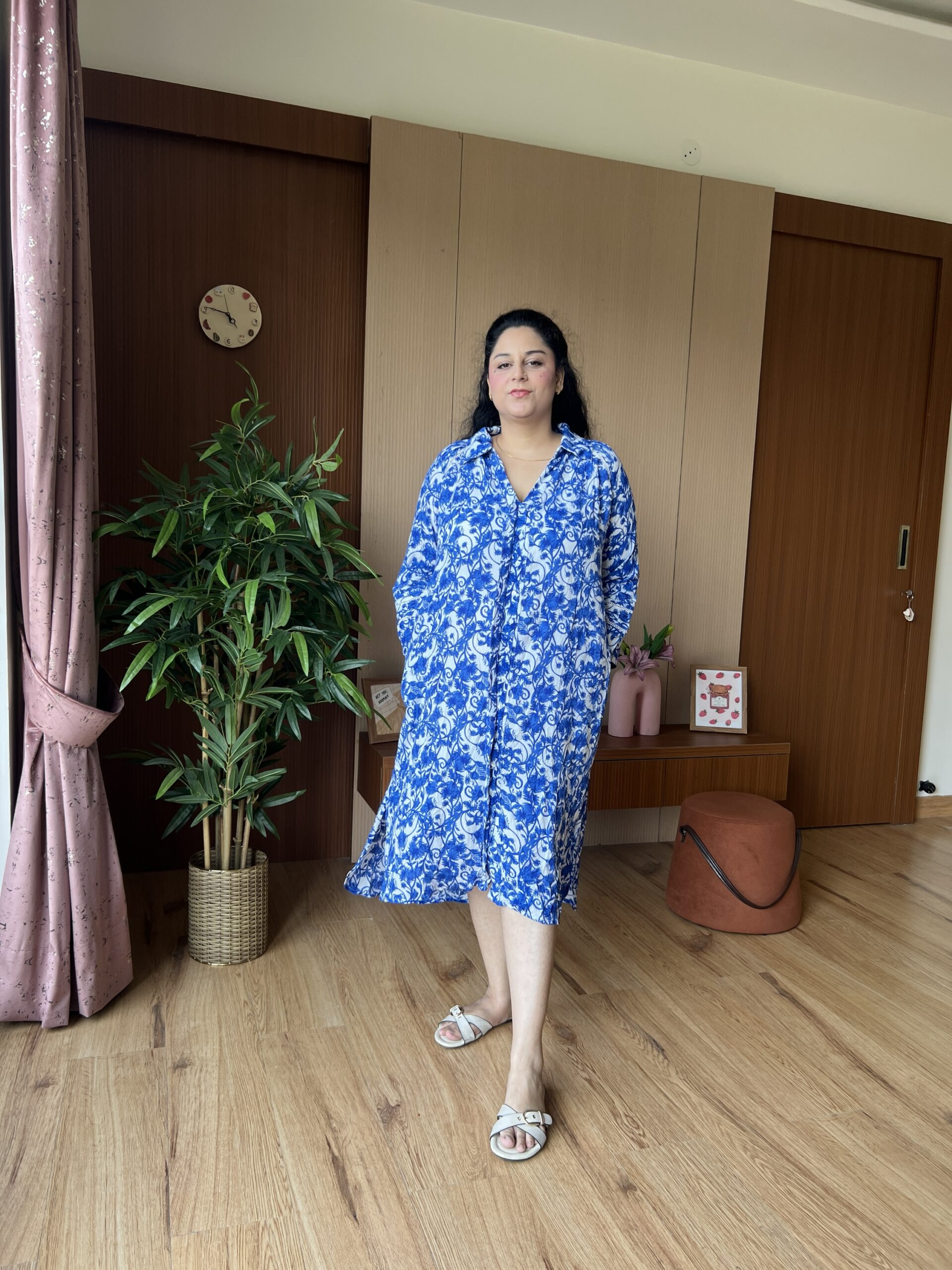 Floral BLue Slit Dress - Image 11