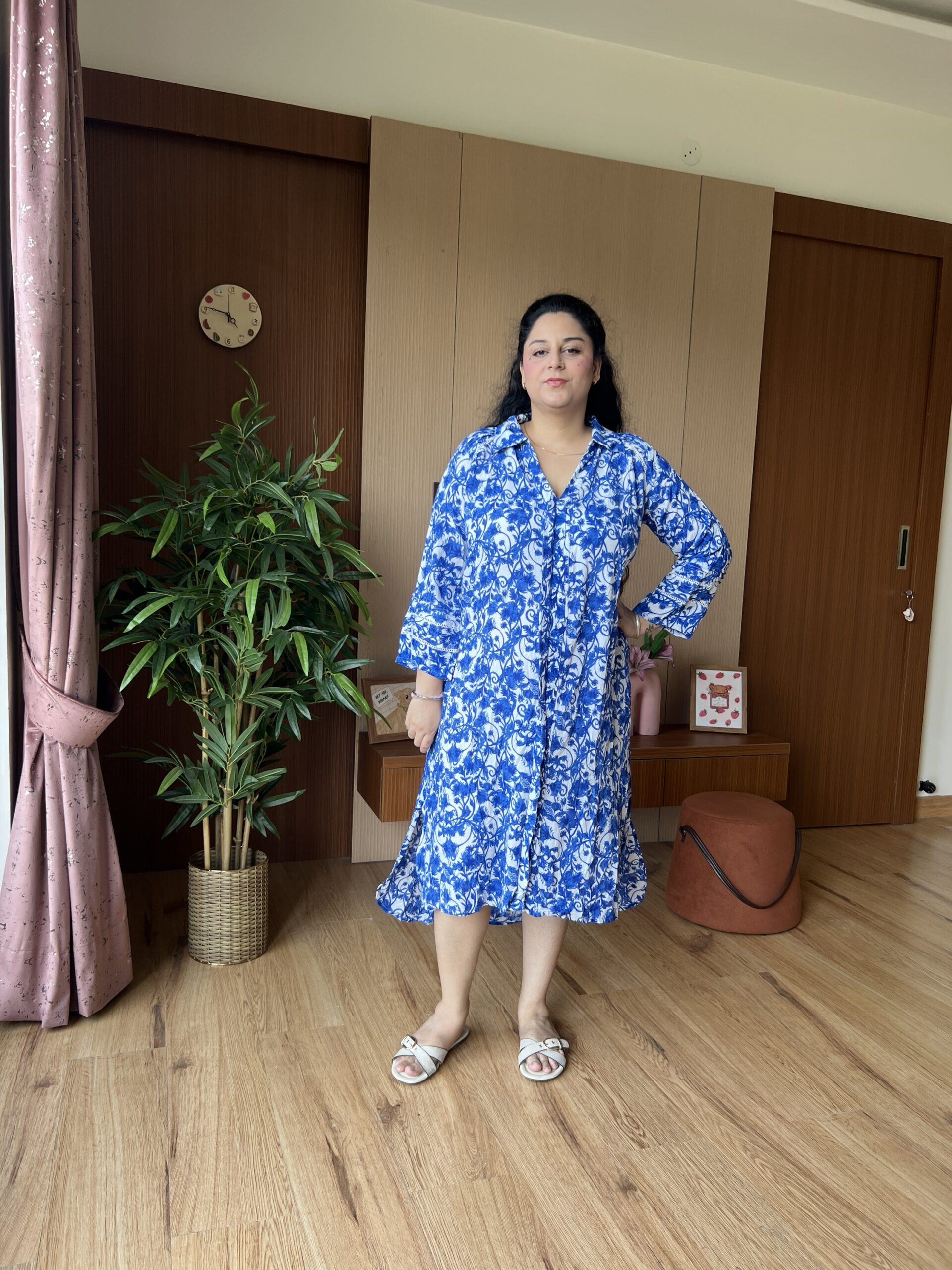 Floral BLue Slit Dress - Image 10