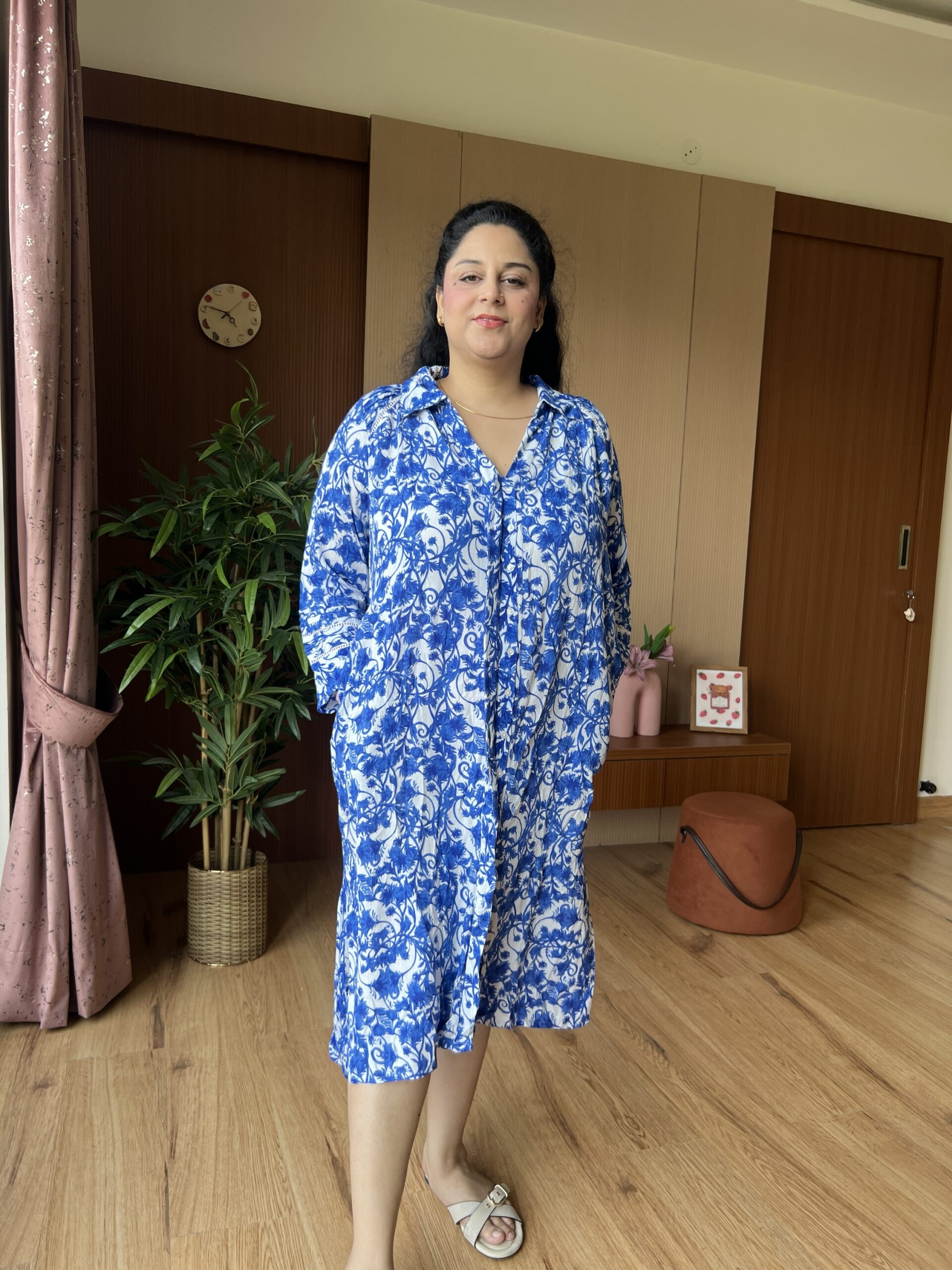 Floral BLue Slit Dress - Image 5