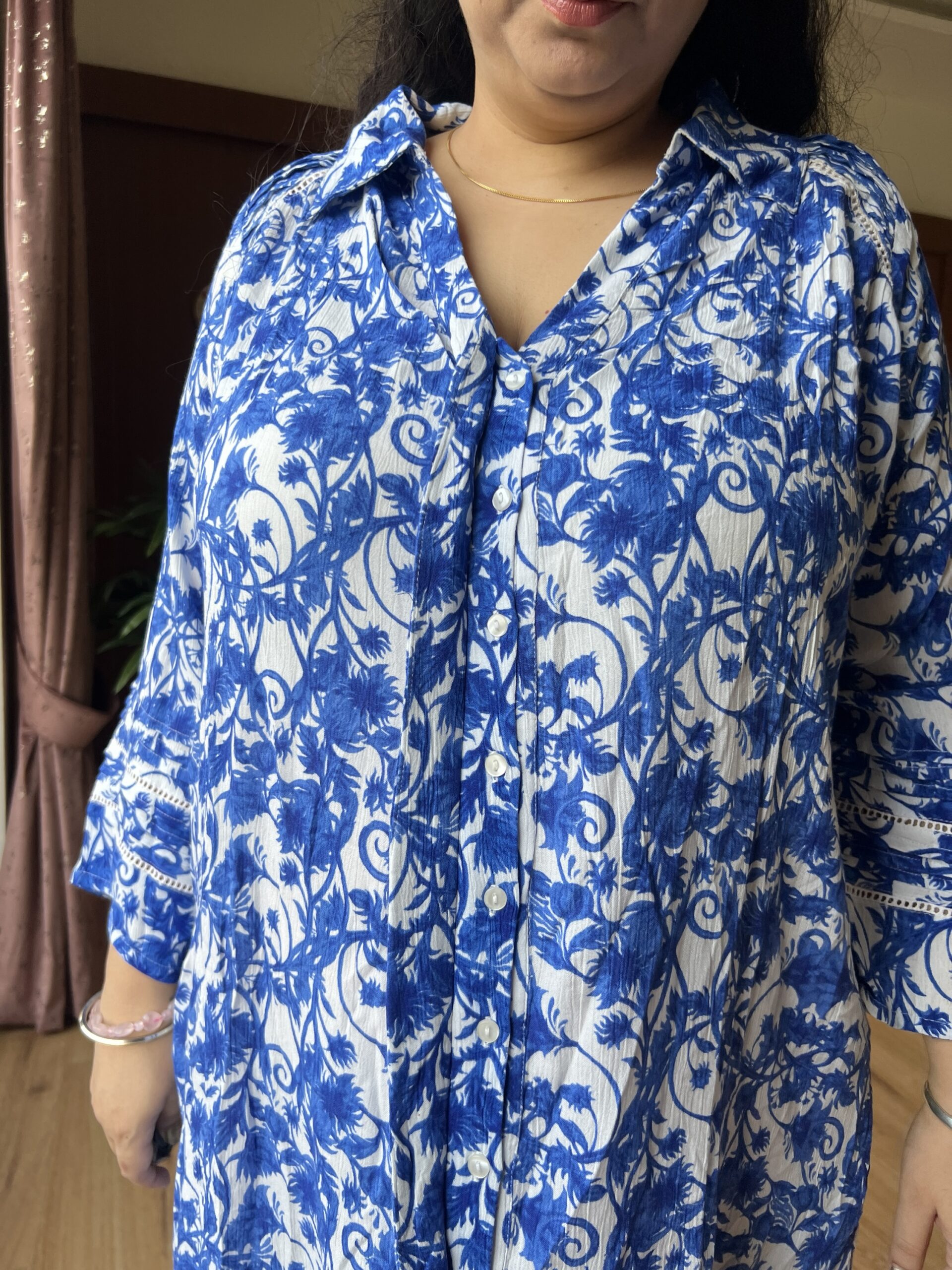 Floral BLue Slit Dress - Image 7