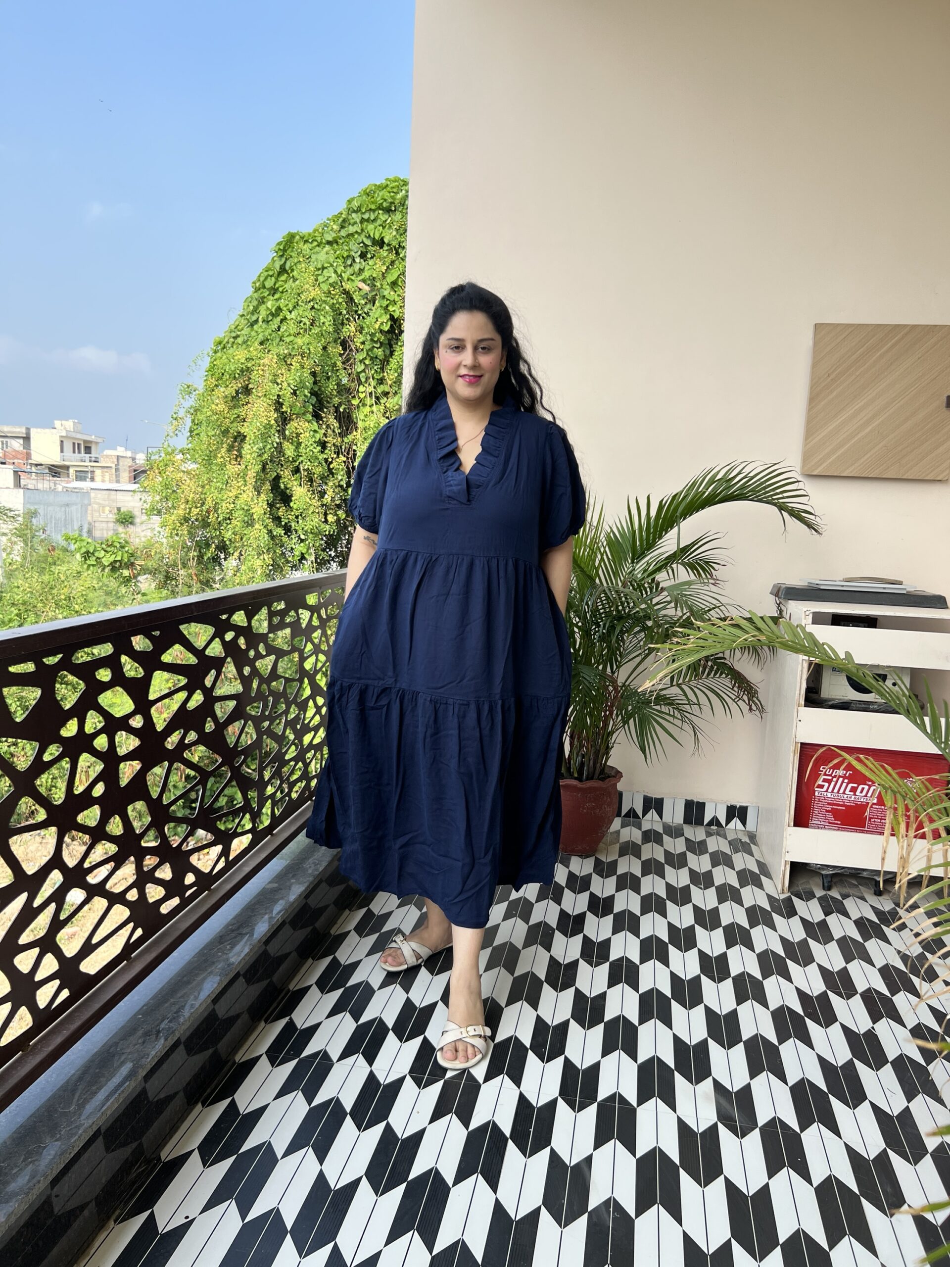 Rayon cotton middi dress