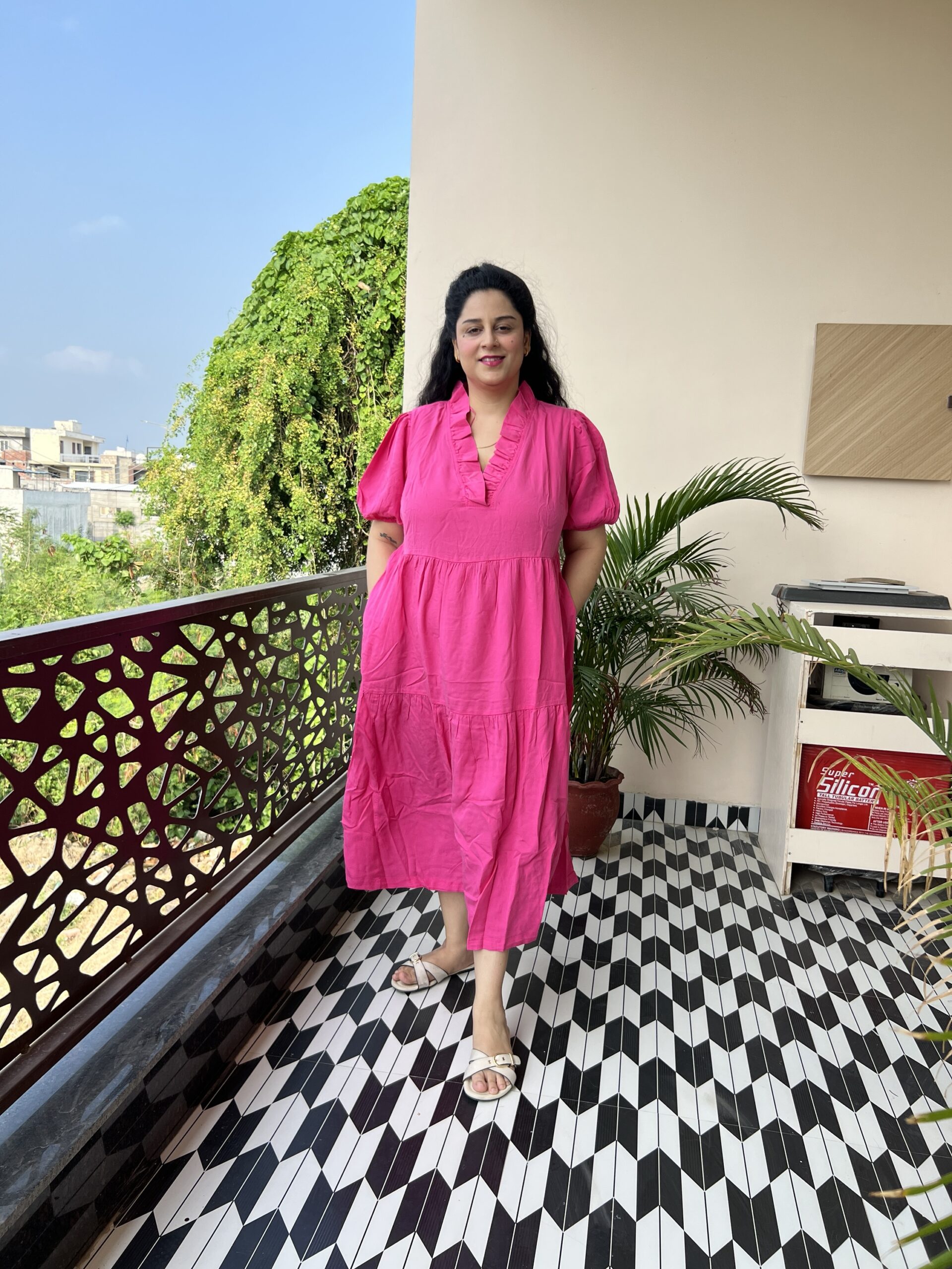 Rayon cotton middi dress - Image 5