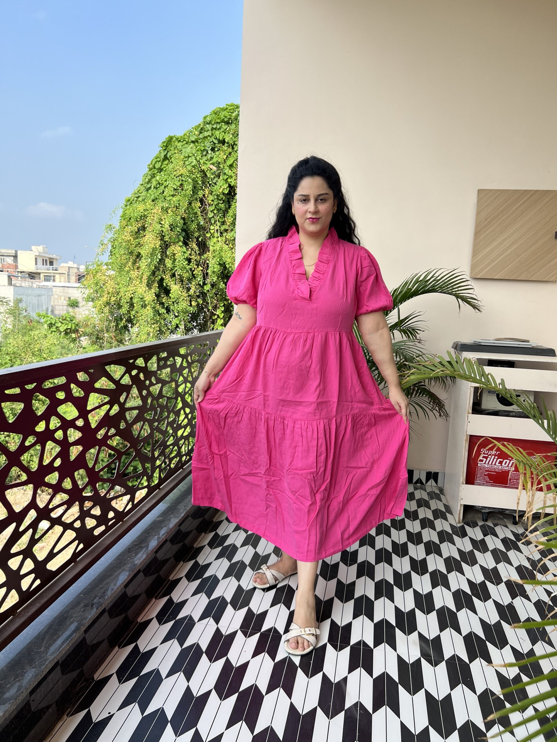 Rayon cotton middi dress - Image 4