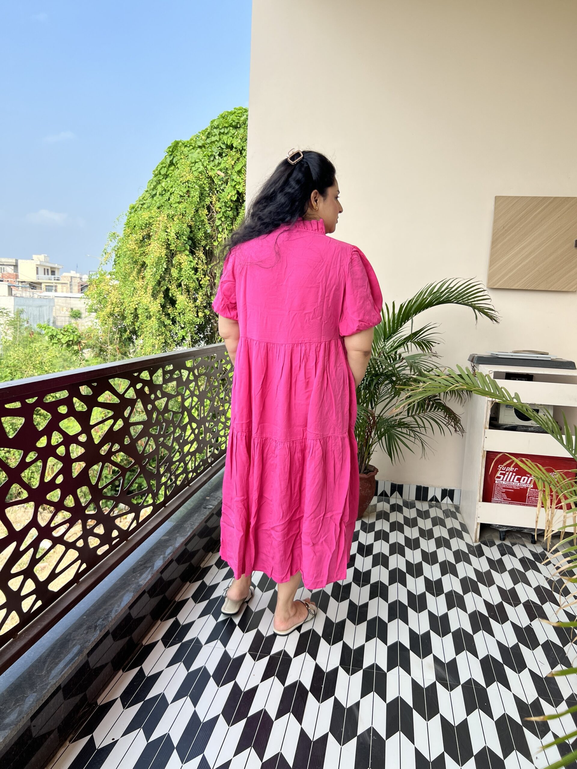 Rayon cotton middi dress - Image 3