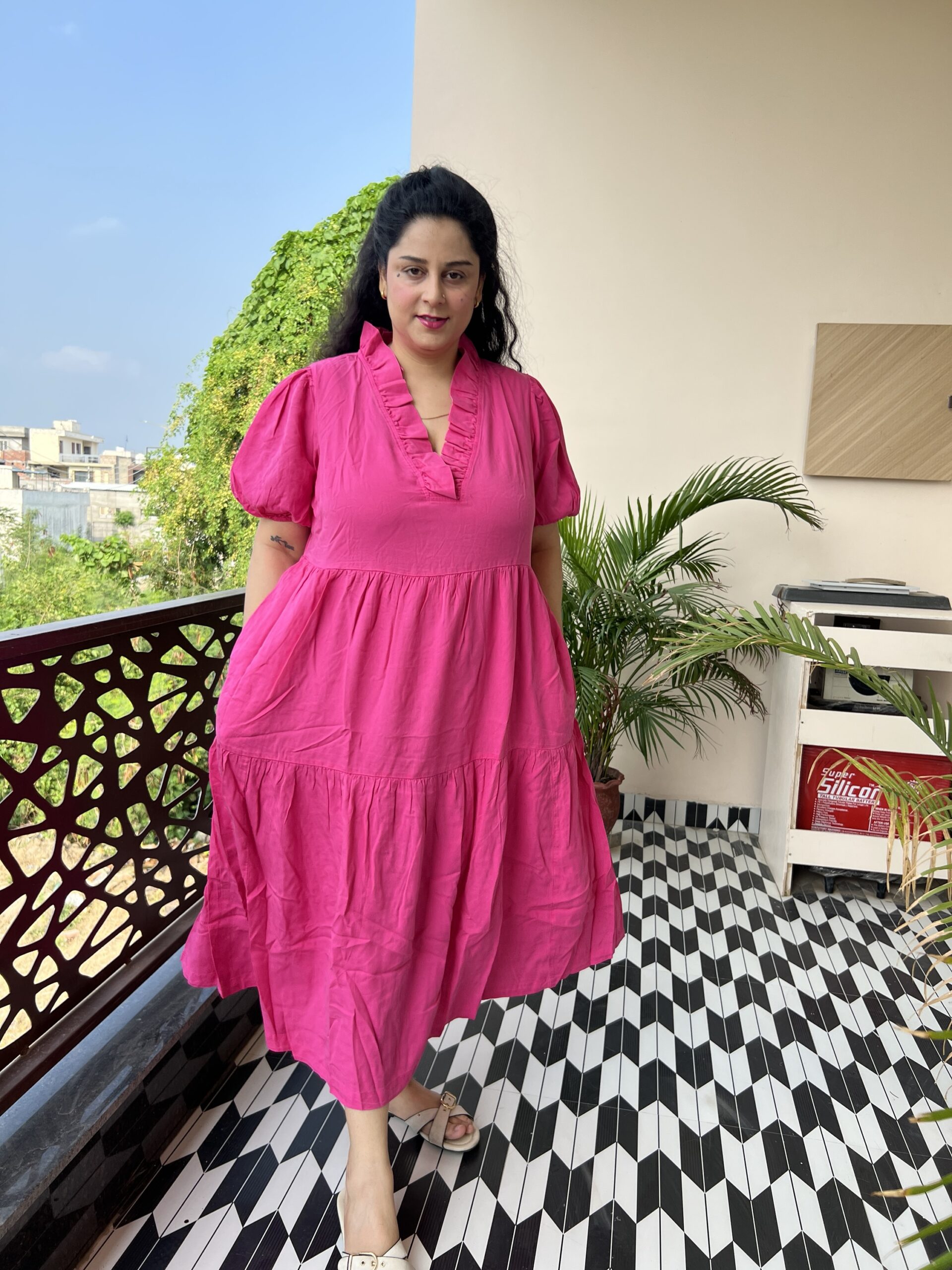 Rayon cotton middi dress